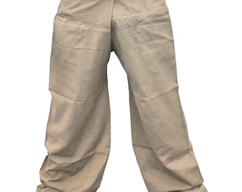 Organic Hemp Thai Fisherman Pants | Natural Beige Harem Yoga Trousers