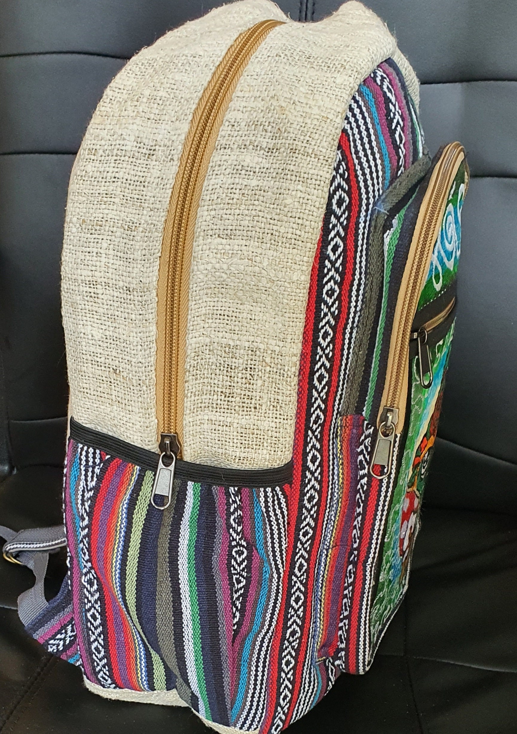 Organic Hemp Backpack magic mushroom Embroidered Boho hippy Etsy
