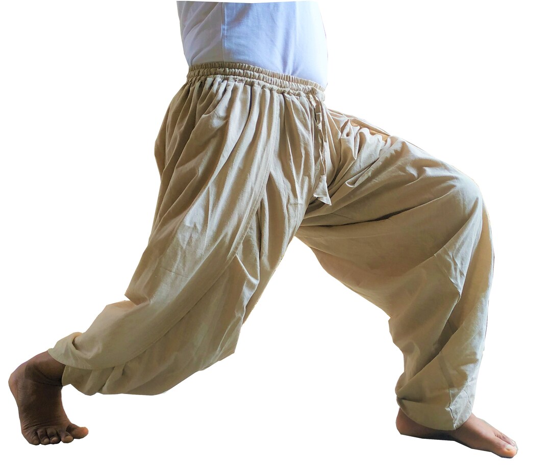 Buy Fully Flexible Indian Yoga Dhoti Style Trousers|||ultimate Traditional  Ethnic Yoga Cream White Beige Pants Online in India