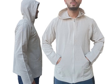 Organic Hemp Zipper Hoodie  || Hooded Boho Yoga Meditation Casual Top Shirt