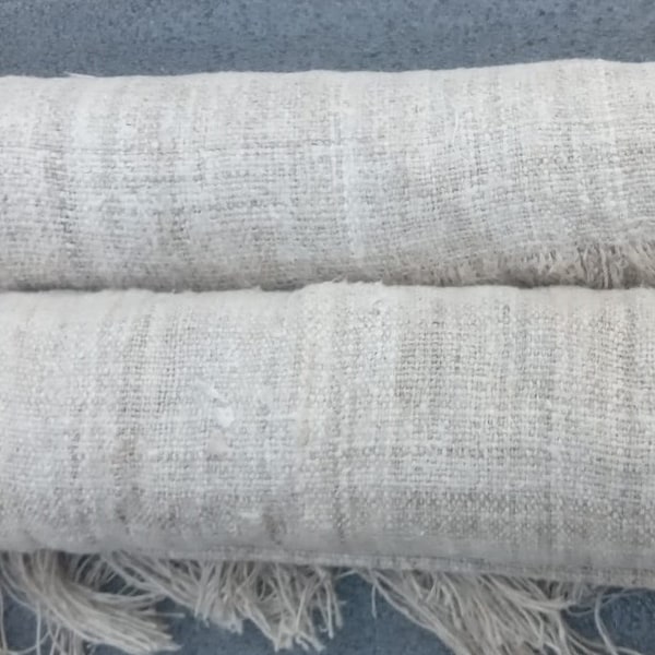 Tissu d'ameublement rustique en chanvre biologique Toile de jute tissée à la main, tissé à la main, naturel, non teint