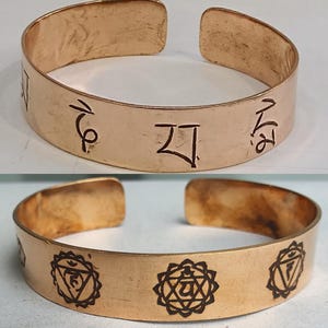 Chakra Mantra and Buddhist Mantra Engraved Handmade Handcrafted Copper Bracelets