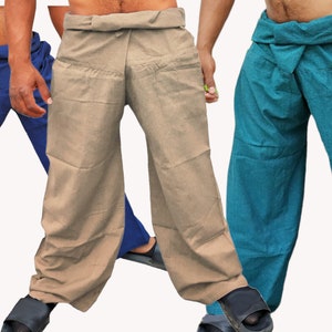 Thai Fisherman Yoga Pants Loose Harem Wide Leg Flexible Cotton Free Size Unisex Trousers