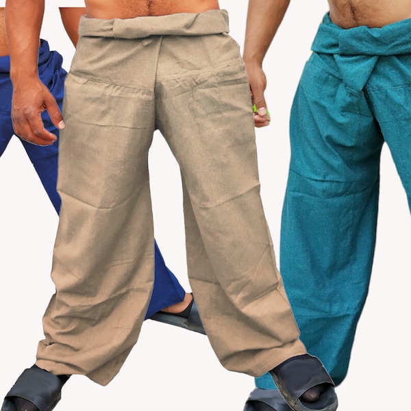 Pantalon de yoga pêcheur thaïlandais ample, sarouel ample, coton flexible, taille unique, pantalon unisexe