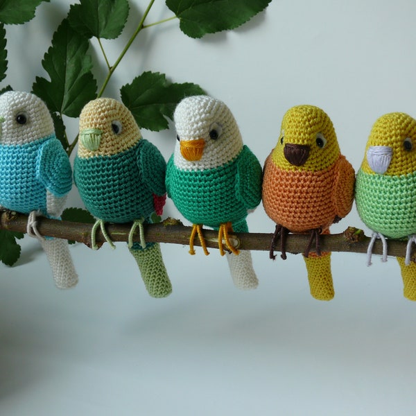 MOTIF : perruche amigurumi - modèle au crochet perroquet en anglais - téléchargement immédiat - oiseau amigurumi PDF