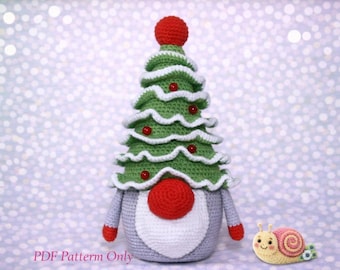 Patrón de crochet para gnomo de árbol de Navidad: Decoración navideña (patrón en PDF)