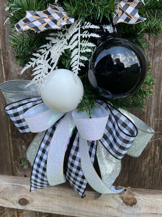 LaRibbons Black & White Plaid Ribbon - 1.5" X 50 Yards Wired Buffalo Check