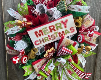 Handmade Christmas Gingerbread Wreath: Candy & Peppermint Decor