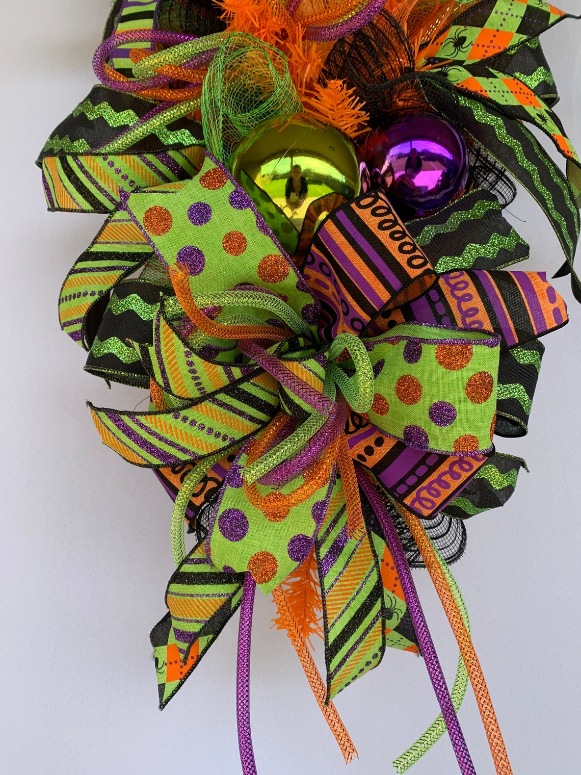 Whimsical Halloween Swag Orange and Green Halloween Swag Etsy