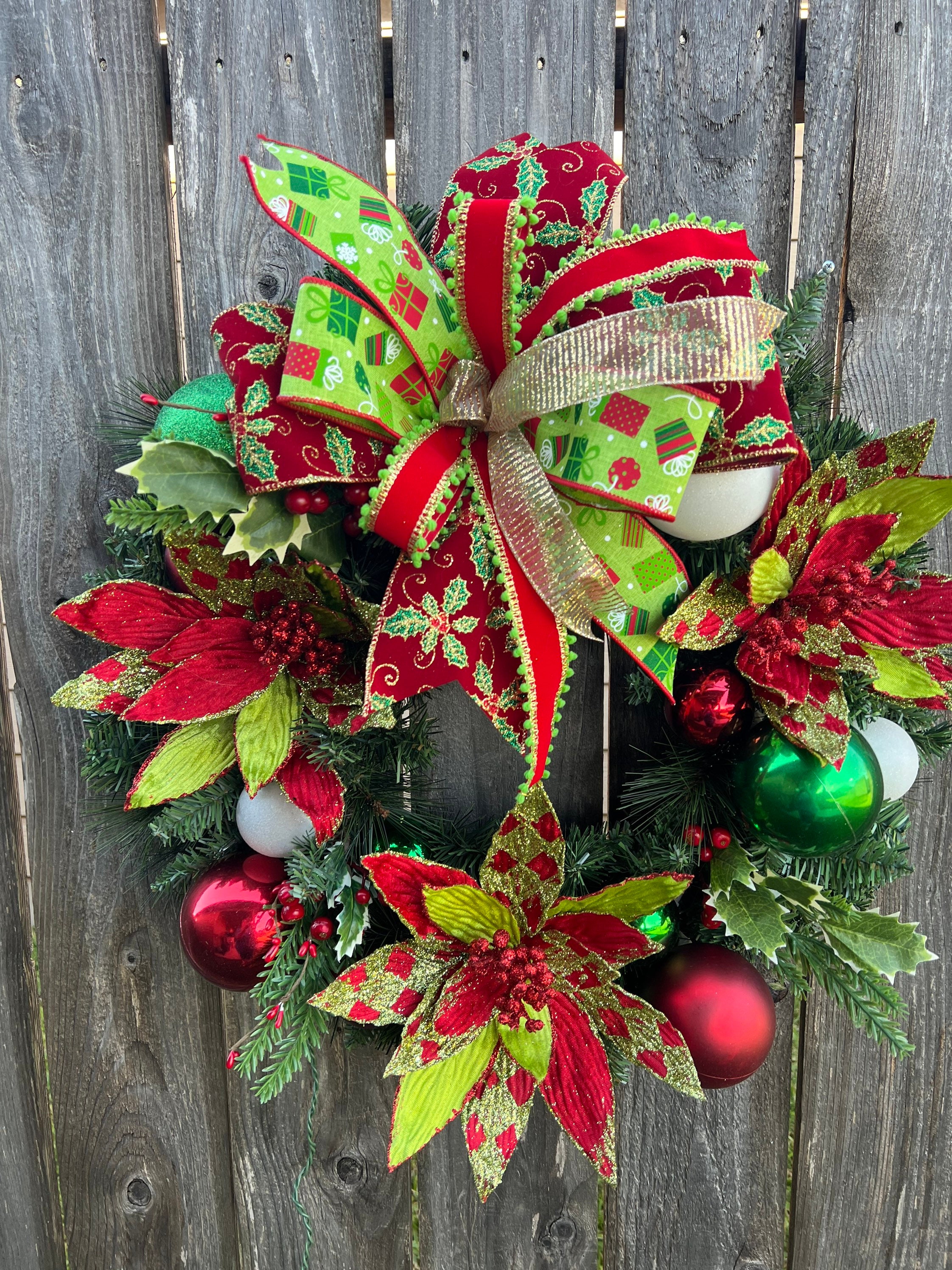 Christmas Bows for Wreaths,Wreath Stands for Cemetery Wreath Hooks for  Front Door Farmhouse Wreath Prelit Wreath Outdoor Wreaths for Front Door