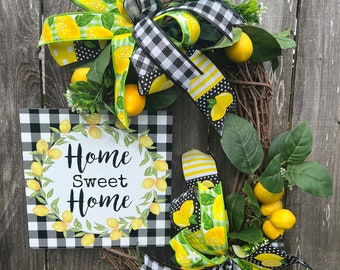Lemon Grapevine Wreath: Farmhouse Front Door Decor