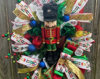 Nutcracker Christmas Wreath: Handmade Holiday Front Door Decor