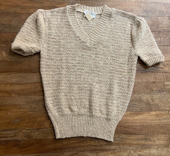 tan short sleeve sweater