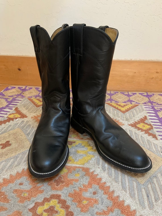 Vintage Black Leather Justin Roper Boots 7.5