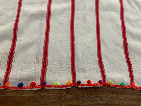 Vintage Hand Embroidered Striped Mexican Huipil - image 9