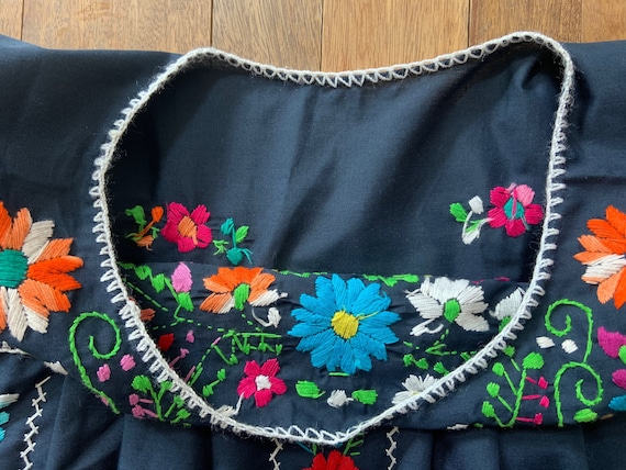 Vintage Hand Embroidered Peacock Mexican Puebla D… - image 6