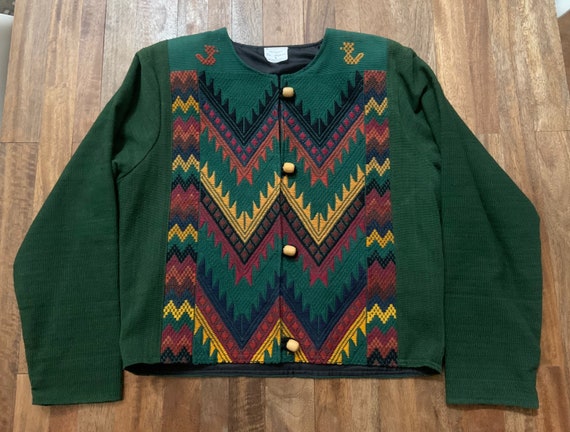 Vintage Hand Woven Guatemalan Jacket Small - image 5