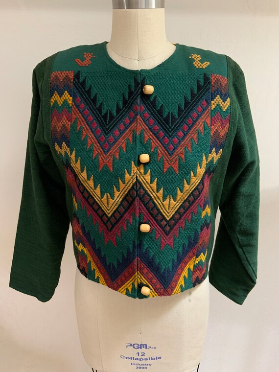 Vintage Hand Woven Guatemalan Jacket Small - image 4
