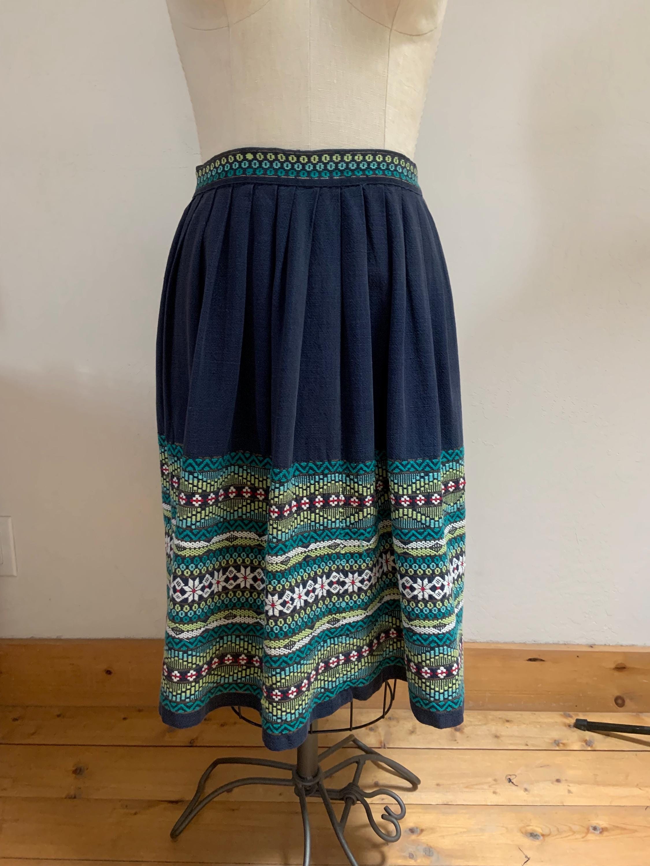 スカート vintage Guatemala hand stitch skirt Vintage 70s Guatemalan Wrap Skirt Maya Indigo Blue Marbled