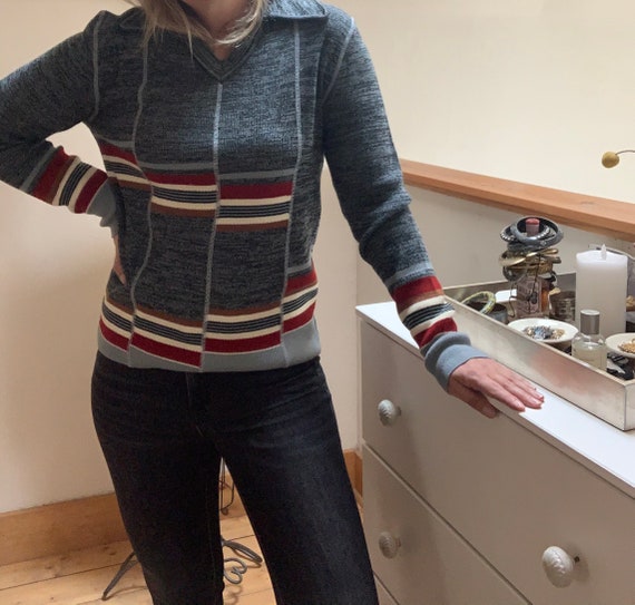 Vintage 1970’s Striped Marled Sweater - image 2