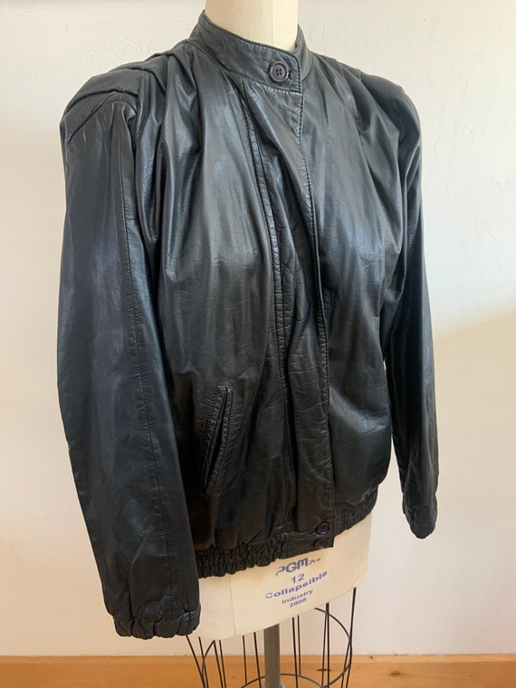 Vintage 1980’s Black Leather Jacket Medium, Vinta… - image 3