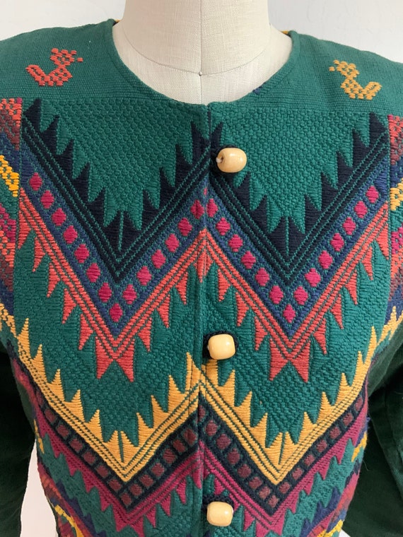 Vintage Hand Woven Guatemalan Jacket Small - image 2