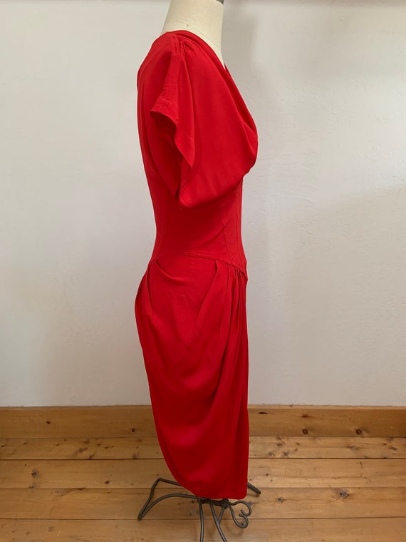 Vintage 1980’s  Red Karen Alexander Dress Size 8 - image 10