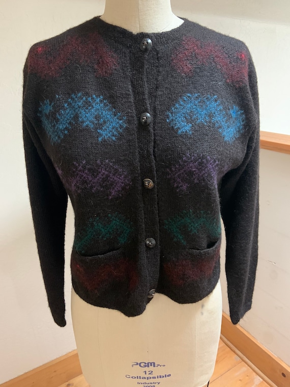Vintage Brown Alpaca Hand Knit Cardigan Medium
