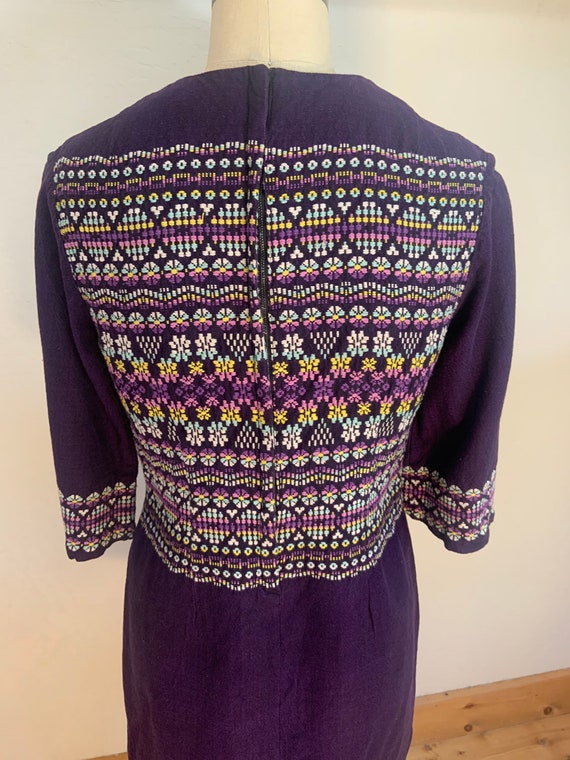 Vintage 1960’s Purple Hand Woven Cotton Guatemala… - image 5