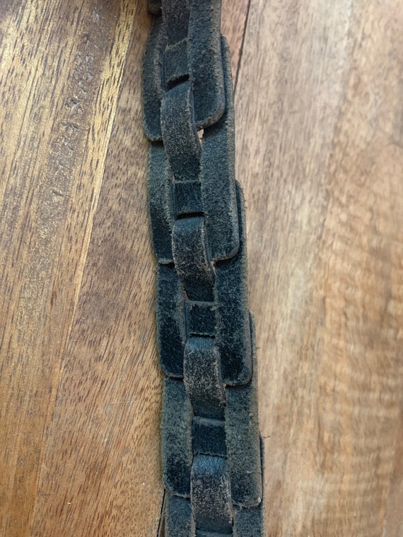Vintage Brown Leather Woven Belt 38 - Etsy display picture 1