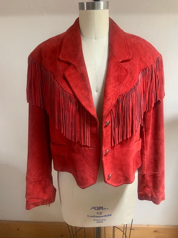 Vintage 1980’s Pioneer Wear Red Suede Fringe Jacke