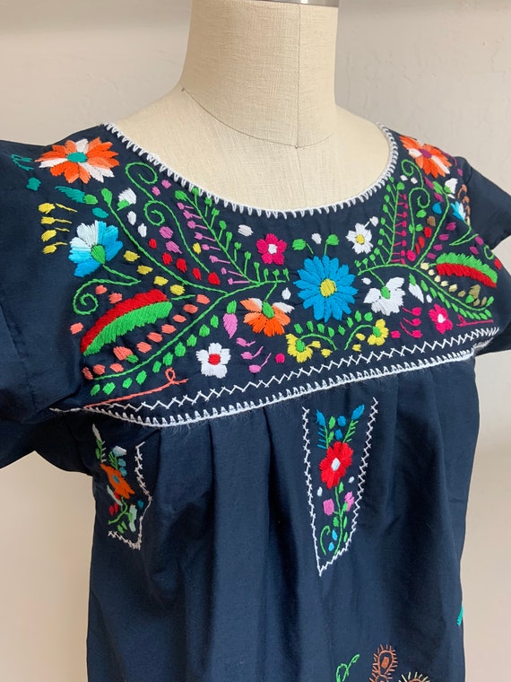 Vintage Hand Embroidered Peacock Mexican Puebla D… - image 9