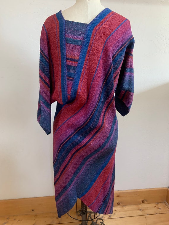 Vintage 1980’s Striped Hand Woven Textile Dress M… - image 6