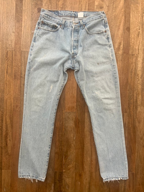 Vintage Patched Painted Faded Levis 501 Jeans  32… - image 3