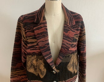 Vintage Western Cropped Woven Horse Jacket Large