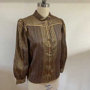 Vintage 1980’s Metallic Gold Stripe Blouse Medium