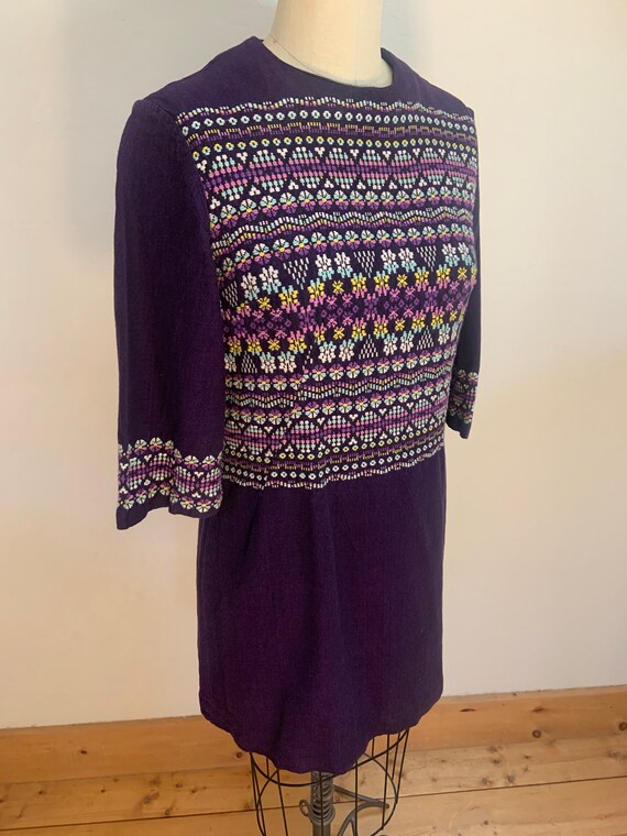 Vintage 1960’s Purple Hand Woven Cotton Guatemala… - image 2