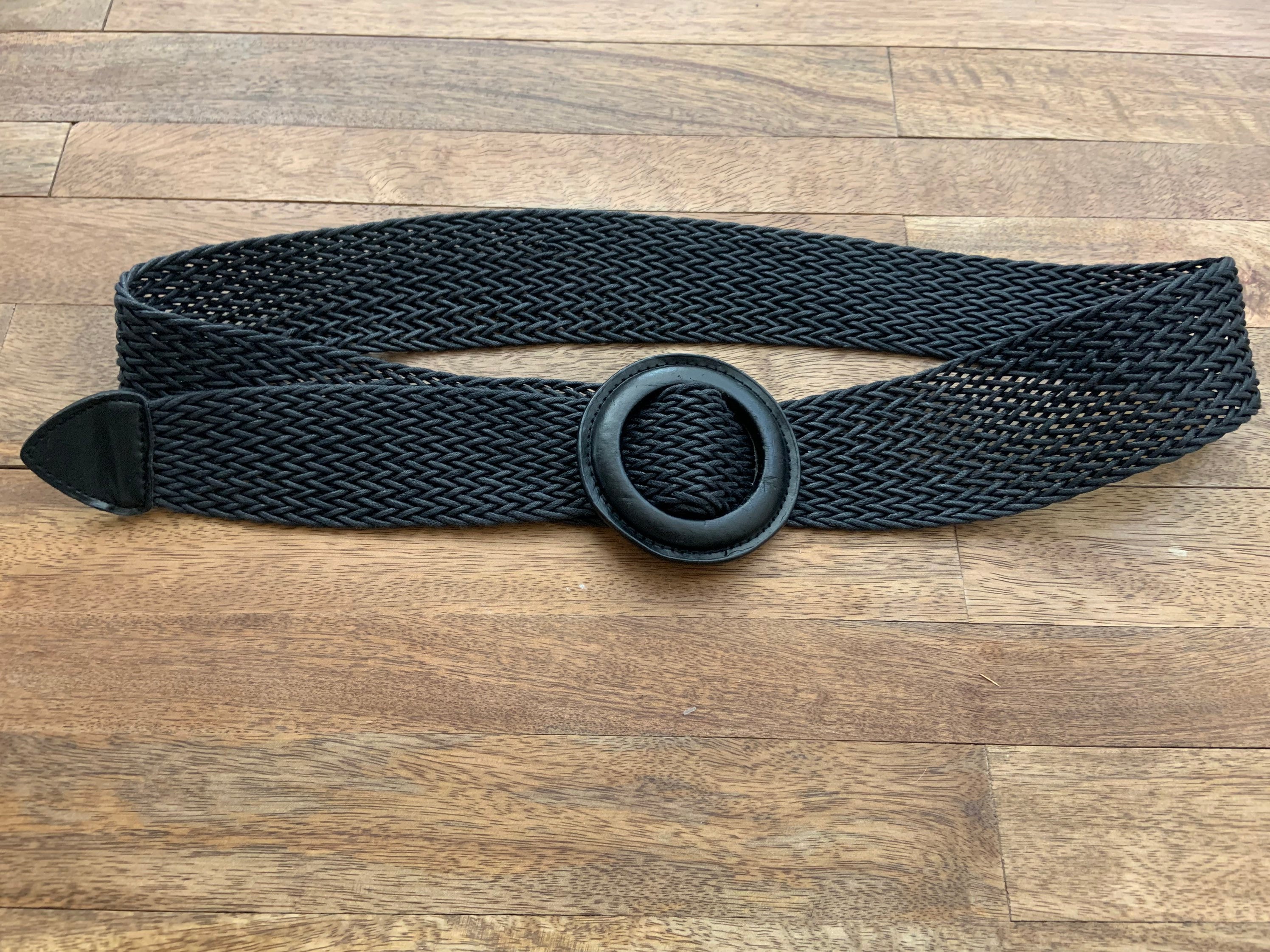 Vintage Black Wide Waist Belt With Circle Buckle Wide Belt Elastic Vintage Buckle Leather Wide Wild Pin  main image 3