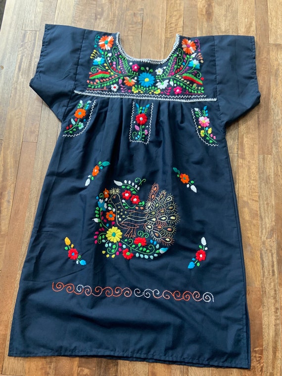 Vintage Hand Embroidered Peacock Mexican Puebla D… - image 8