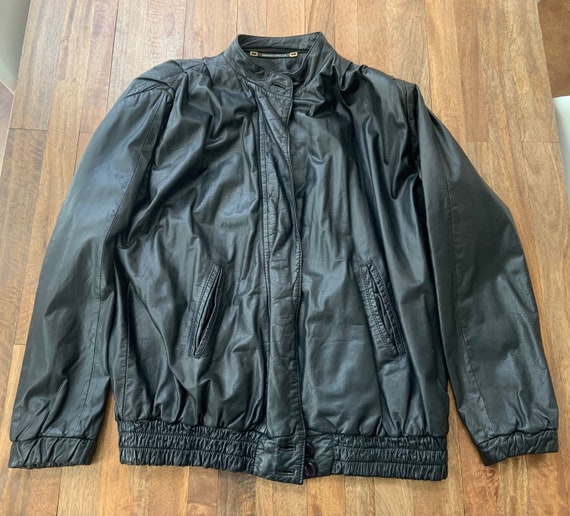 Vintage 1980’s Black Leather Jacket Medium, Vinta… - image 10