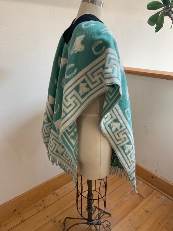 Vintage Reversible Mexican Blanket Poncho - image 3