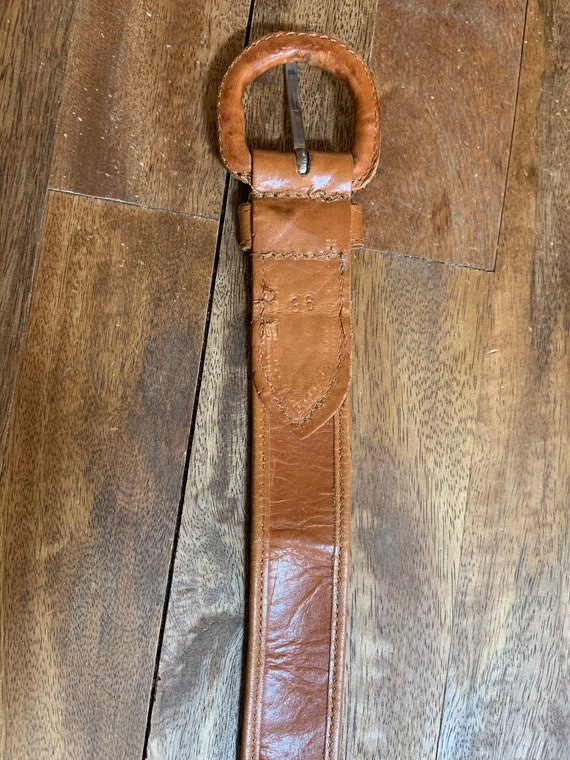 Vintage Brown Leather and Woven Textile  Belt 36” - image 8