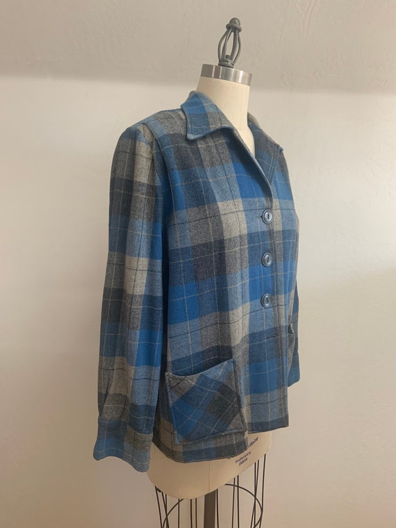 Vintage Women’s Plaid Wool Shirt Swing Jacket Medi