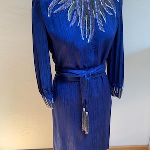 Vintage Beaded Silk Saks Fifth Ave Dress Medium