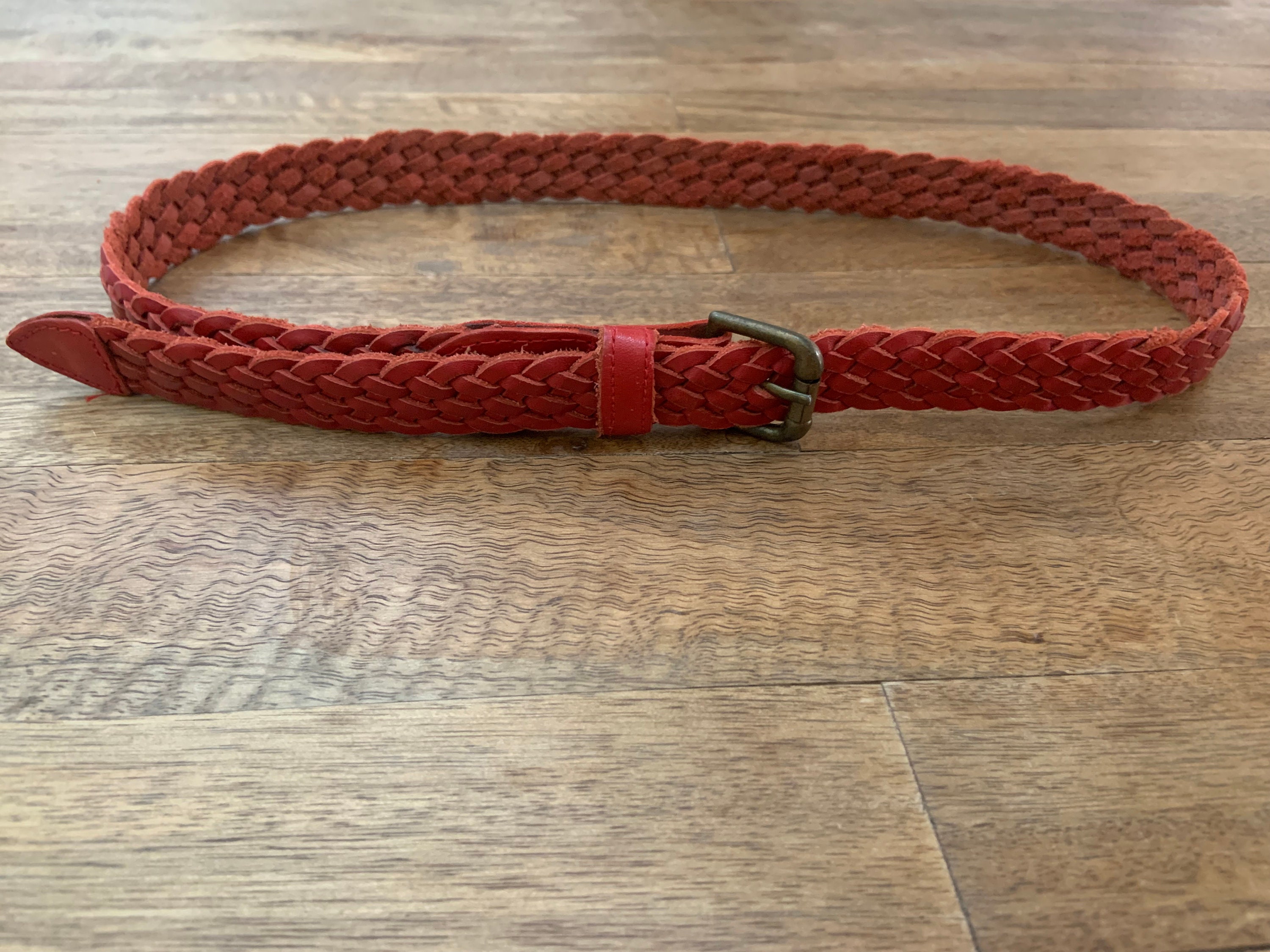 小物 Vintage 80s Red Braid Design Belt 80s Red Braided Rope Belt, Vintage Minimal Braided Belt
