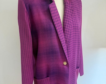 Vintage Pink Purple Plaid Stripe 1980’s Blazer Medium