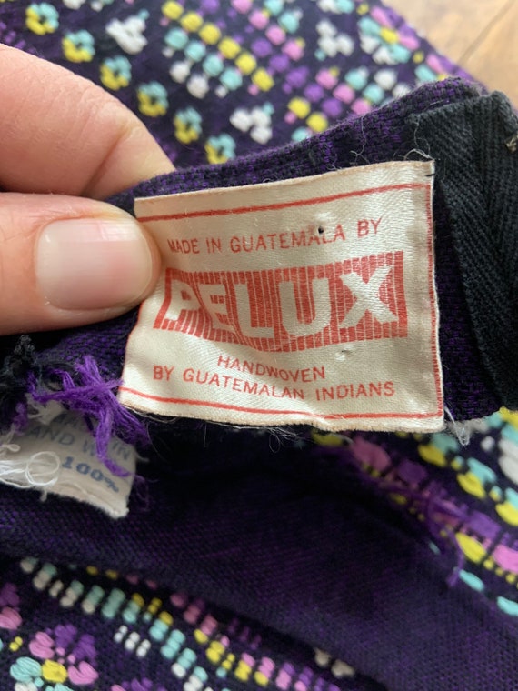 Vintage 1960’s Purple Hand Woven Cotton Guatemala… - image 6