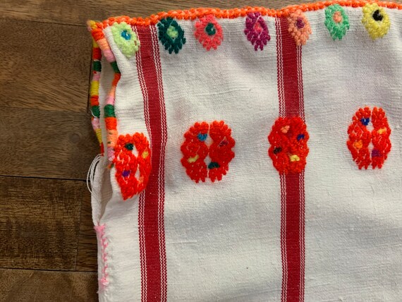 Vintage Hand Embroidered Striped Mexican Huipil - image 8