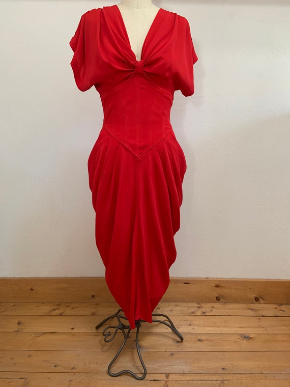 Vintage 1980’s  Red Karen Alexander Dress Size 8 - image 1