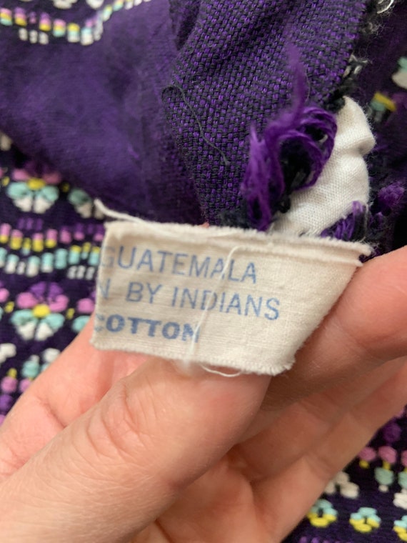 Vintage 1960’s Purple Hand Woven Cotton Guatemala… - image 8